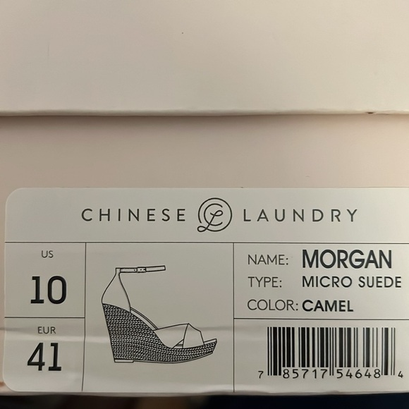 Chinese Laundry Morgan Micro Suede ankle strap wedge heels Camel sandals Sz 10 - Picture 16 of 16